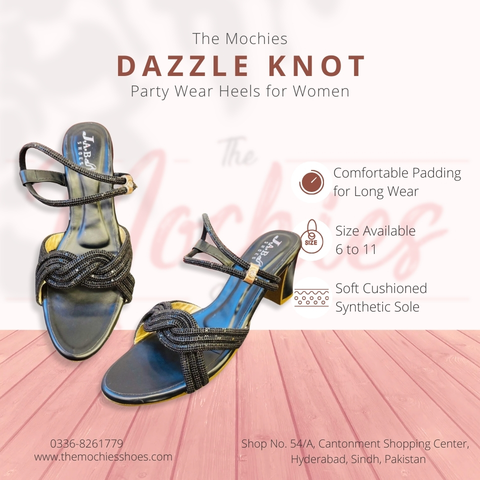 The Mochies Dazzle Knot Party Wear Heels for Women | Fancy Ladies Sandals - Image 2