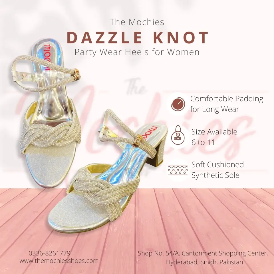 The Mochies Dazzle Knot Party Wear Heels for Women | Fancy Ladies Sandals - Image 4